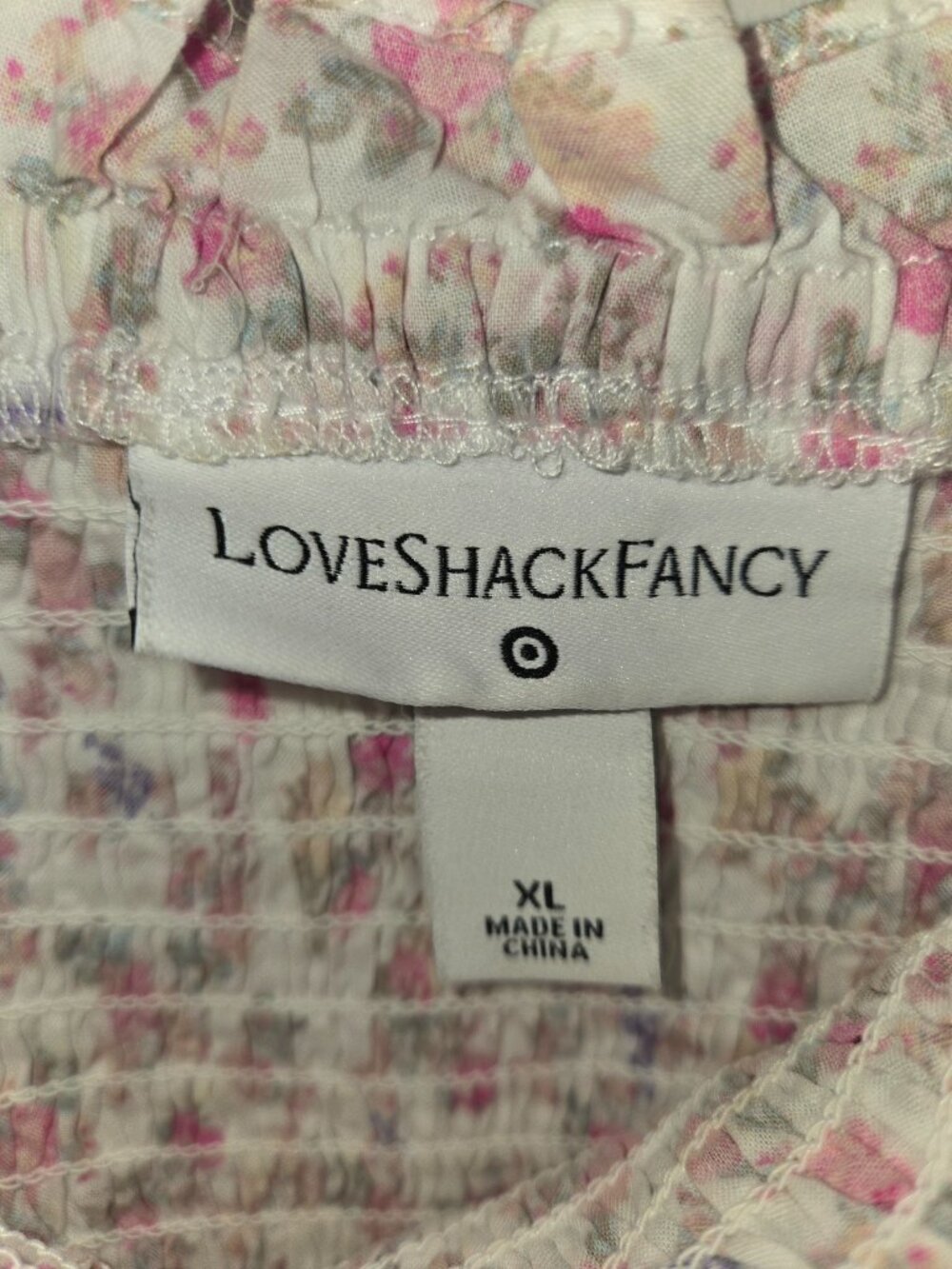 LoveShackFancy XL Floral Smocked Tie Shoulder Mini Dress Cottagecore - Picture 3 of 10